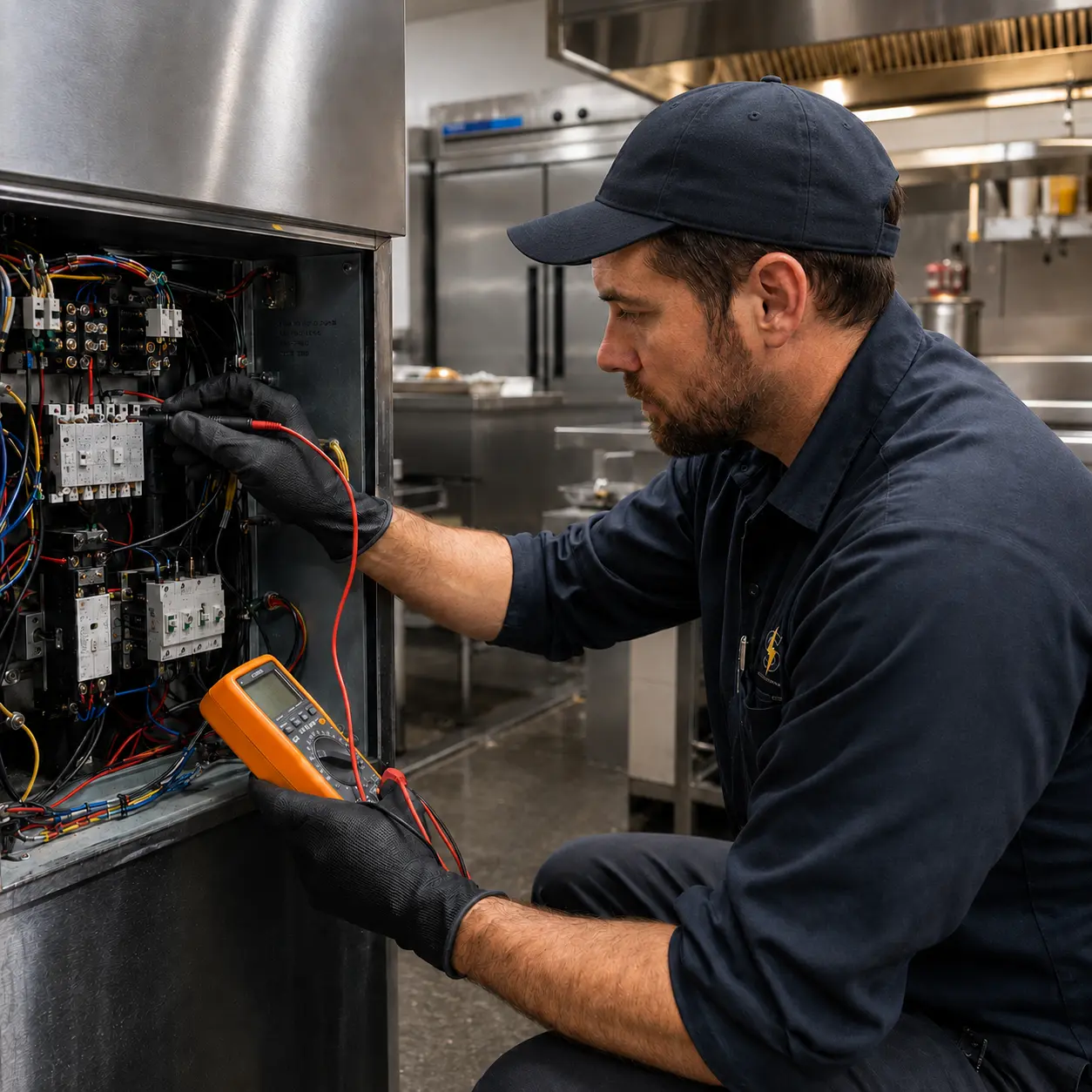 Commercial electrician working in a Brampton office and retail unit